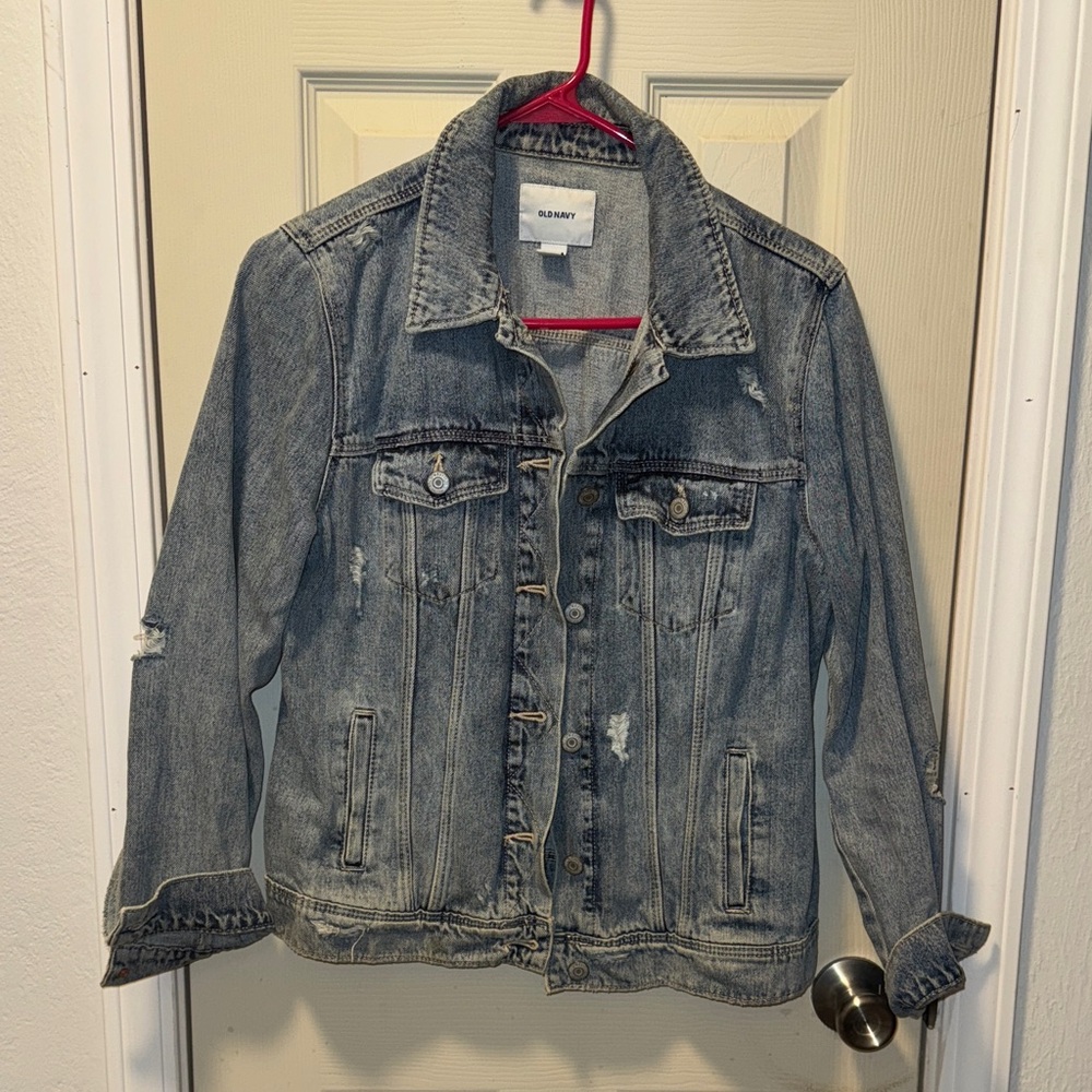 Old Navy Distressed Light Blue Denim Jacket